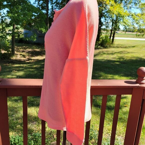 Glanzition Womens Tops Casual V Neck Button Up Loose Waffle Knit Tunic Henley M - Picture 9 of 16